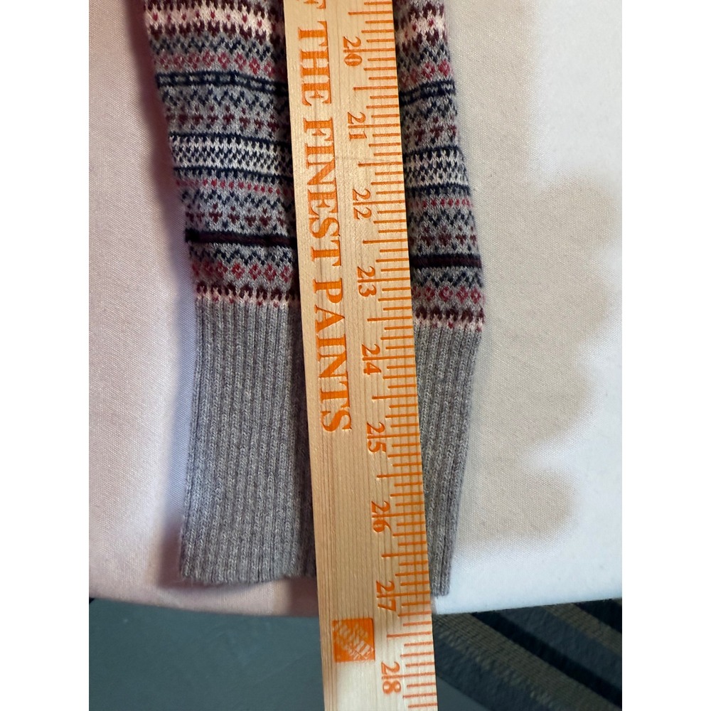 L.L.Bean Fair Isle Turtleneck Sweater Women Size L Gray Pink Blue Pattern Cotton - Picture 13 of 14
